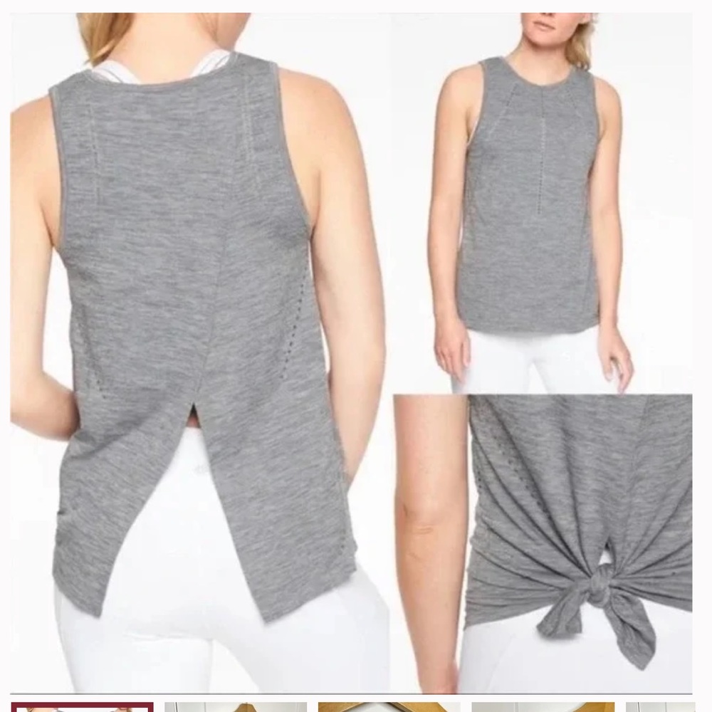 Athleta Foothill Heathered Grey Split Back Tank T… - image 1